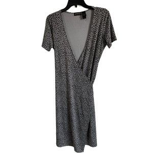 Vintage Liz Claiborne Womens Small Gray‎ Black Cheetah Animal Print Wrap